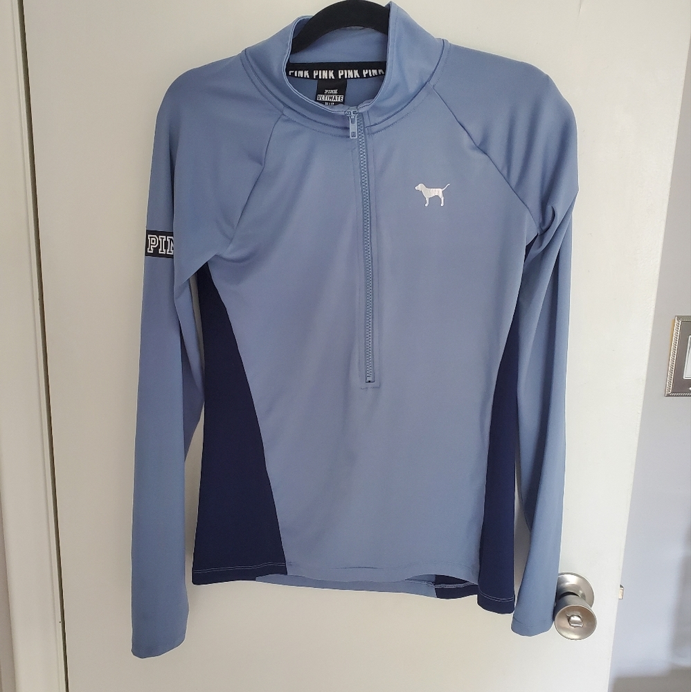 Victoria's Secret PINK ULTIMATE Deep Zip Pull Over Blue Bell XS Pre-love…